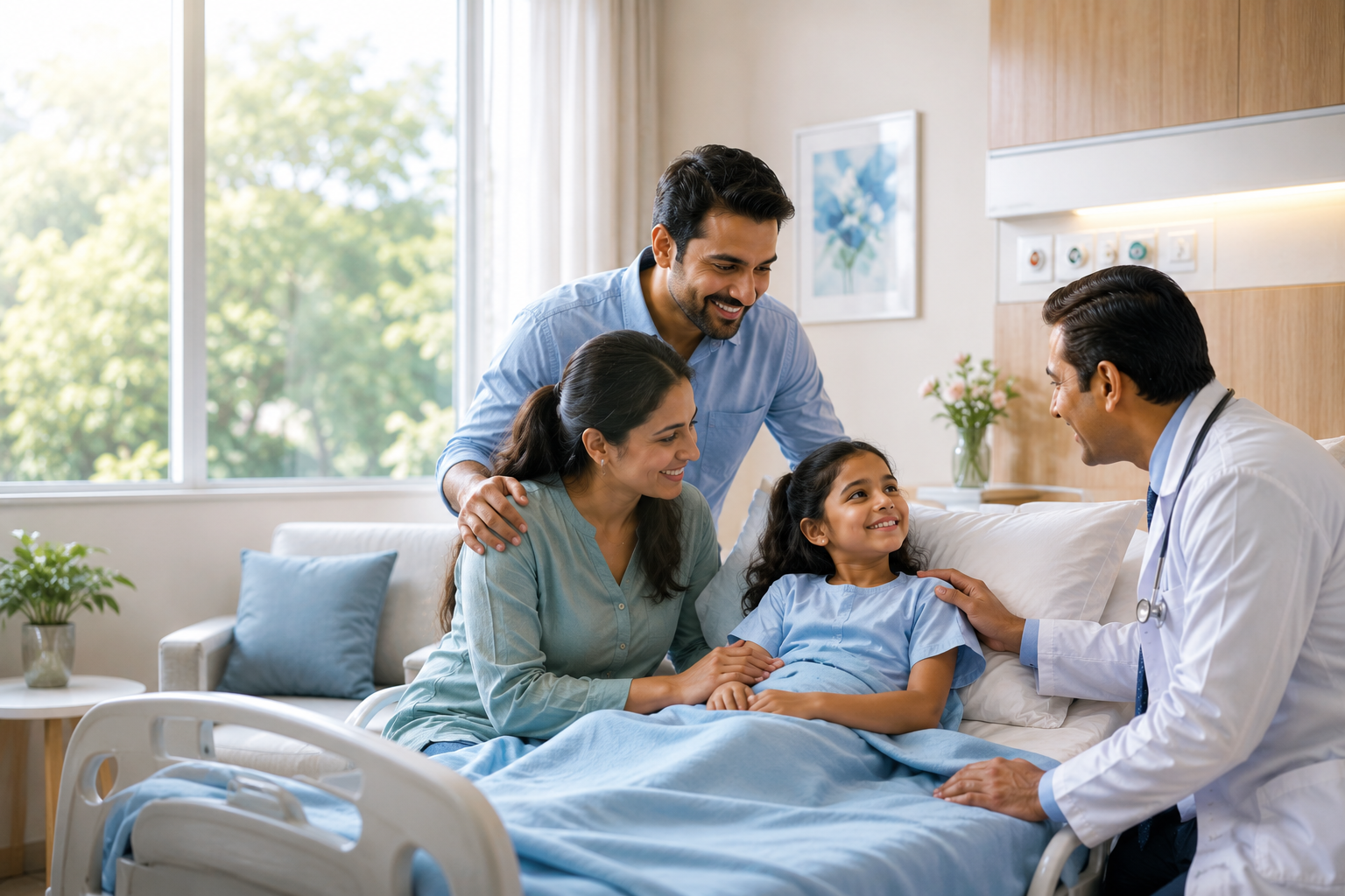 Family consulting with an Elsan Clinic doctor